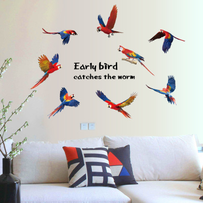 Wall paste directly for colored bird stickers sofa background Wall decoration Wall paste can remove environmentally friendly PVC stickers