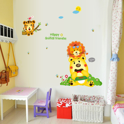 New Taobao Hot-Selling Wall Stickers Cartoon Lion Bear Children's Room Kindergarten Background Decorative Wall Stickers