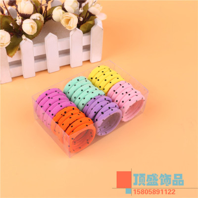 Boxed candy colored wave point hair band towel ring elastic hair band rubber band