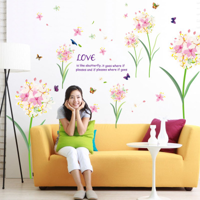 The New taobao hot shot style wall paste color lily bouquet living room bedroom wall stickers
