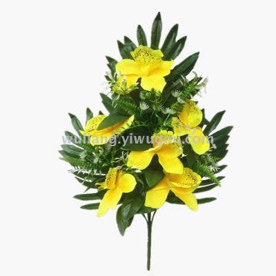 Fan-Shaped Artificial Rose Floral Decoration 12 Fork Lily
