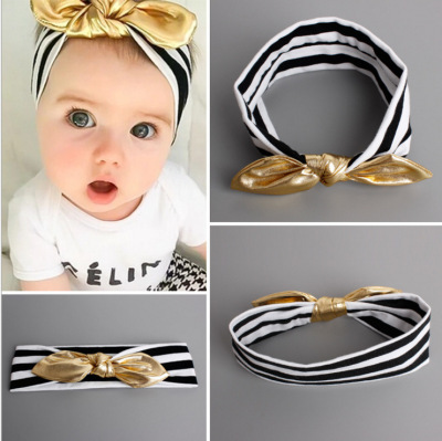 Foreign trade hot style children bronzing rabbit ears hair band tie elastic head band baby hair ornaments of new products