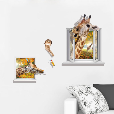 3 d giraffe wall becomes wall decoration room decoration room which the self - adhesive