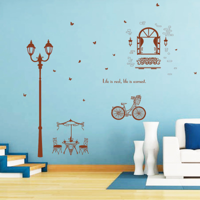 Wall Stickers New Coffee House Street Lamp Hallway Stairs Bedroom Living Room TV Background Decorative Wall Sticker