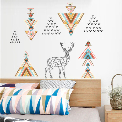 Foreign Trade Wall Sticker Wall Sticker New Bedside Background Wall Sticker Geometric Sika Deer