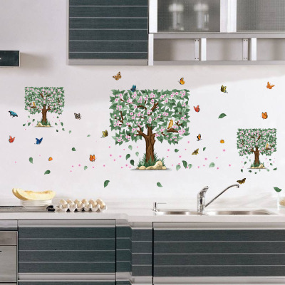 Wall Stickers Cute Square Small Tree Butterfly Living Room and Bathroom Bedroom Wall Decoration Wall Stickers