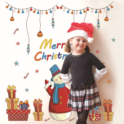Wholesale wall stickers Christmas gifts snowman during the Christmas window glass background decorative wall stickers