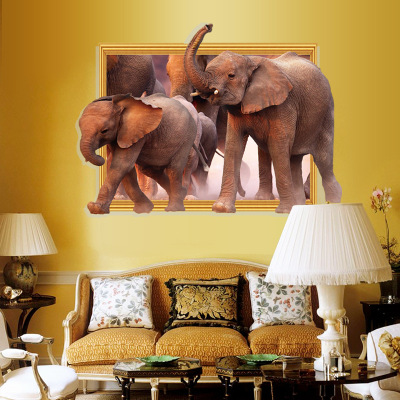 Substitutes elephant 3 d wall stickers living room study bedroom can remove wall stickers