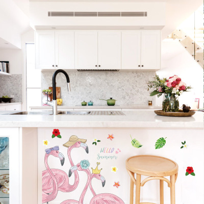 Cartoon Warm Love Flamingo Stickers AliExpress EBay Foreign Trade Popular Style Self-Adhesive Waterproof Wall Stickers