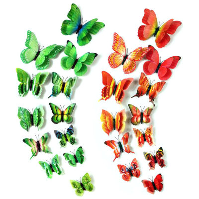 3D three-dimensional butterfly wall paste refrigerator paste new double-layer three-dimensional simulation butterfly suit home decoration foreign trade