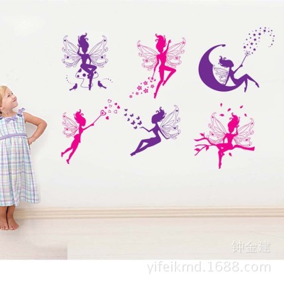 New Arrival Hot Sale Living Room Children's Room Bedside Decorations Stickers Wall Stickers Wholesale Fantasy Cartoon Moon Elf