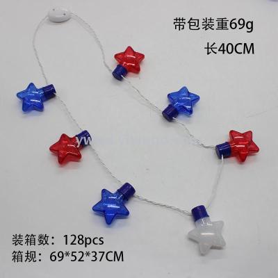 ZD Six-Lamp Five-Pointed Star Luminous Necklace Foreign Trade Popular Style Halloween Christmas Atmosphere Layout Luminous Necklace