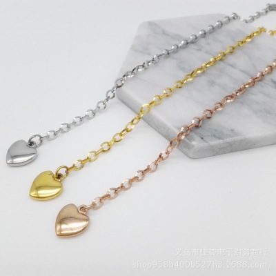 2019 Europe and America Cross Border Source Factory Women's Heart Bracelet Fashion Stainless Steel Three-Color Chain Custom Wholesale