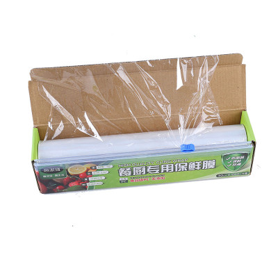 Food grade PE clingfilm with cutter in kitchen box with high temperature resistant roll clingfilm