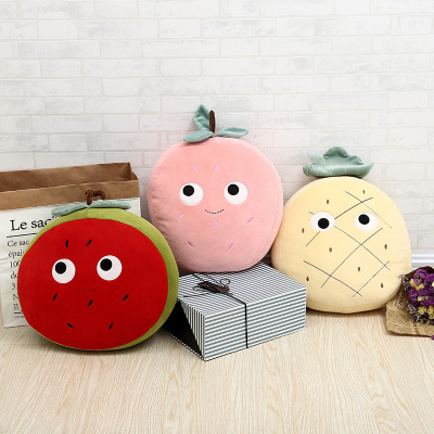 Creative 3 d fruit pillow as watermelon plush toy cartoon peach sofa PP cotton pillow manufacturers wholesale