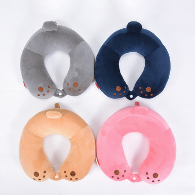 Creative soft cute four spring silk cotton bear paw u-shaped pillow travel field wholesale