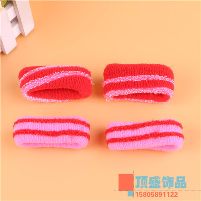 The new fashion double color stripe towel ring bag high elastic no seam bottom rubber band hair ring hair rope wholesale
