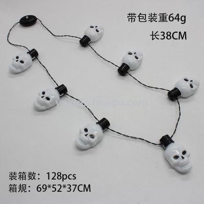 ZD Factory Direct Sales Foreign Trade Popular Style Luminous Six-Light Ghost Head Necklace Halloween Luminous Skull Necklace