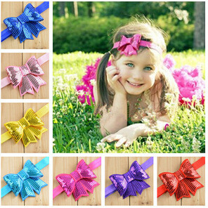 Foreign trade shop sources of children 's hair ornaments large embroidery sequins bowknot dovetail with 12 colors spot