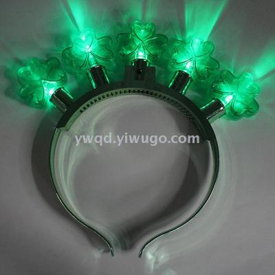 ZD Electroplating Luminous Head Buckle Christmas Halloween Factory Direct Sales Foreign Trade Popular Style Five Lights Luminous Clover Head Buckle