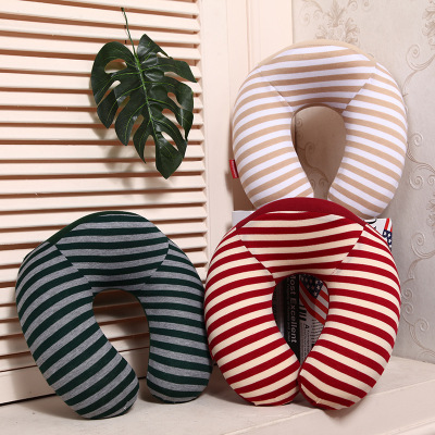 European and American wind stripe U shape pillow high quality pp cotton office nap neck pillow long distance travel pillow manufacturers wholesale