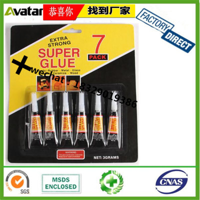 OEM Wholesale black card super glue liquid bonding metal rubber plastic and wood Super Glue 7pcs/card