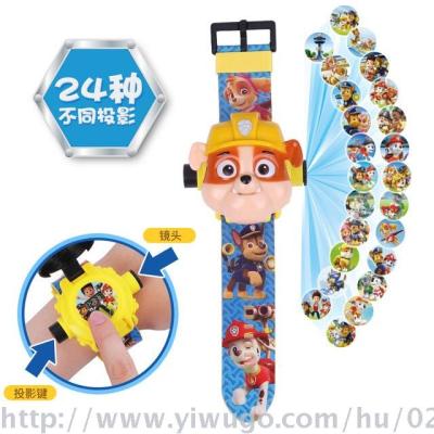 Hot style children's projection electronic cartoon toy 24 figure flip watch