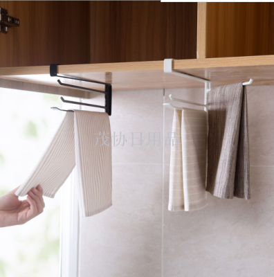 Japanese tieyi revolving towel rack kitchen cabinet towel rack bathroom perforation-free towel rack towel pole hanging p