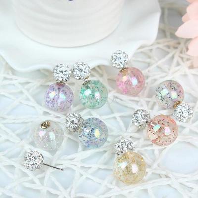 Korean version of popular fair lady transparent fluorescent color size pearl ear nails yiwu small jewelry wholesale