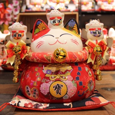 9 inches fortune would like to achieve red cat fortune cat piggy bank store opening household furnishing pieces 86947
