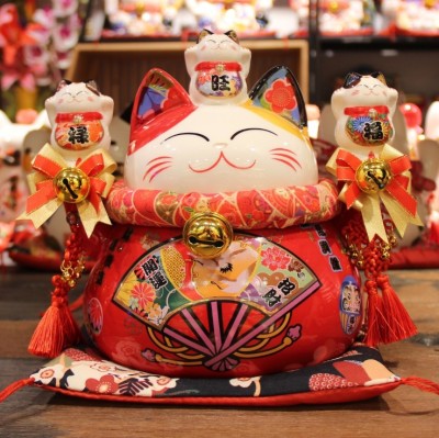 Fuyuan 9 - inch ceramic fortune cat piggy bank handicraft items hotel shop opening gift cashier desk 86941