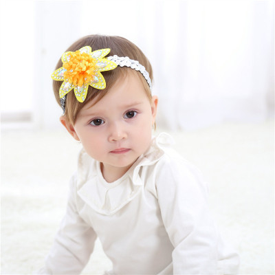 New children's headband sequins sunflower baby hair accessories cute popular girls headwear manufacturers wholesale