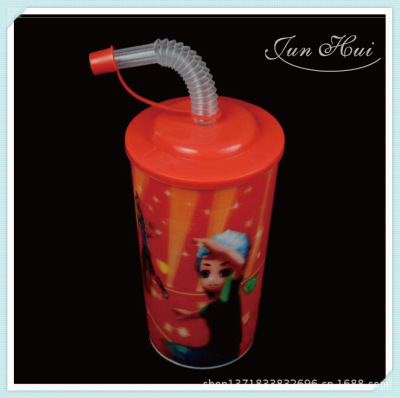 Professional production of plastic 3D cups.250ml children's cartoon mouthwash cup. Food grade PP straw cup