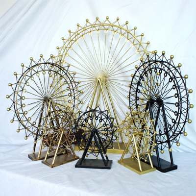 Iron Ferris Wheel Decoration Model Rotatable Exquisite  Ferris Wheel Large, Medium and Small Multi-Color Optional