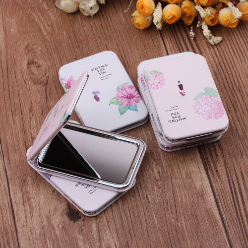 10 yuan store ornament korean pu mirror women‘s portable dressing mirror mini-portable folding mirror double-sided mirror