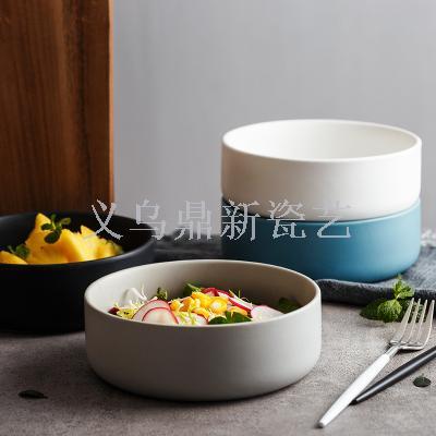 Matte household large salad bowl fruit bowl contracted big bowl noodle soup bowl European creative ceramic bowl