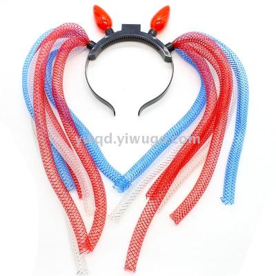 ZD Manufacturer Foreign Trade Popular Style LED Luminous Noodles Head Buckle Horn Head Buckle Halloween Christmas Party Supplies