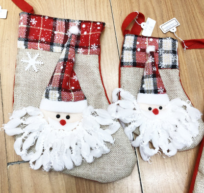 Christmas decorations Christmas Stockings Christmas decoration socks  linen cloth FQ19110 Santa Claus cloth ornaments