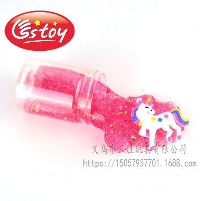 Round bottle unicorn unicorn gold pink gold foil sequined crystal mud new unique toys