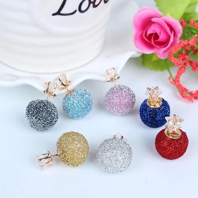 Star park xinhui earrings with black crystal double-sided earrings temperament Korea