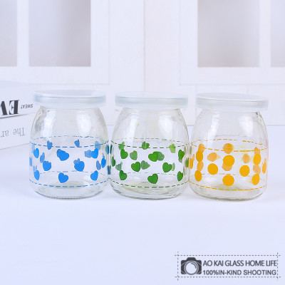 Small glass milk bottle cold foam bottle mousse cup jelly bottle pudding bottle yogurt bottle with cover