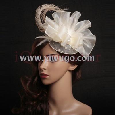 Hot style wedding hat bride feather hair clip Halloween hat portrait headdress