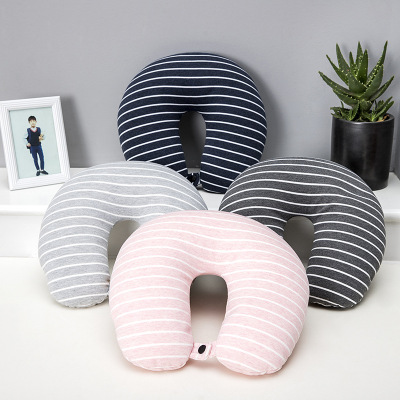 Portable Drive new stripe cotton foam particle U-shaped pillow Neck Protection Travel Pillow Custom wholesale