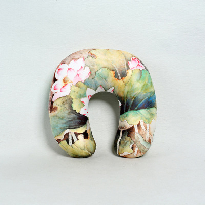 Landscape printing foam particle U- Shaped pillow Digital printing neck U pillow foam particle neck travel pillow;