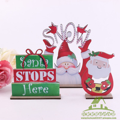 Christmas decorations wooden decorations, Santa Claus snowman window decoration props