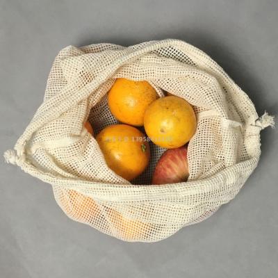 All cotton mesh bag manufacturers custom vegetables and fruits shopping small grid pocket foreign trade organic cotton mesh bag