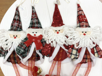 Long-legged Christmas Pendant Red silk stockings bell Big Beard Christmas Legs Ornaments