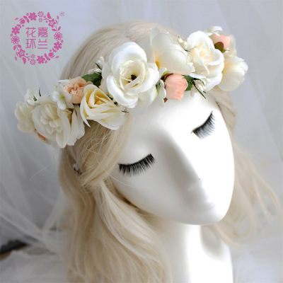 European and American new fashion Bohemia flower hair with bride photo head flowers seaside tourism garland hair decoration wholesale