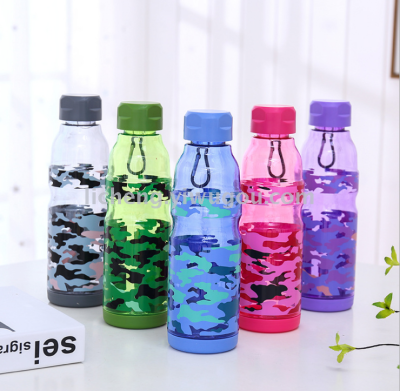 Camouflage Plastic Sports Bottle Portable Space Cup Sealed Leak-Proof Sports Kettle