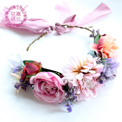JL1856 bride garland imitation rose flower headgear checking hair ornaments wedding dress accessories wholesale stock